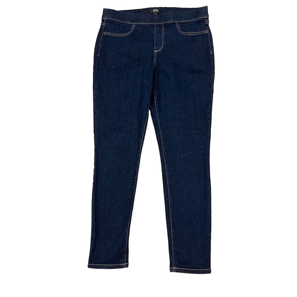 ANA Women's Jeans Pull On Dark Wash NWOT Straight Leg Stretch Sz L